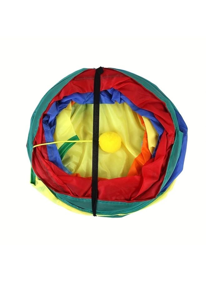 Polychrome Expandable T Shaped Cat Tunnel Playhouse With Ball Interactive Collapsible Design - Image 5